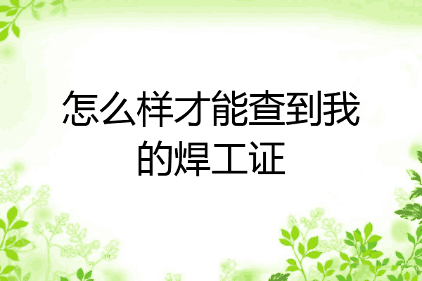 怎么样才能查到我的焊工证