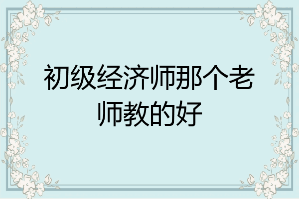 初级经济师那个老师教的好