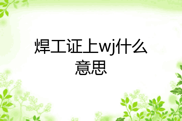 焊工证上wj什么意思