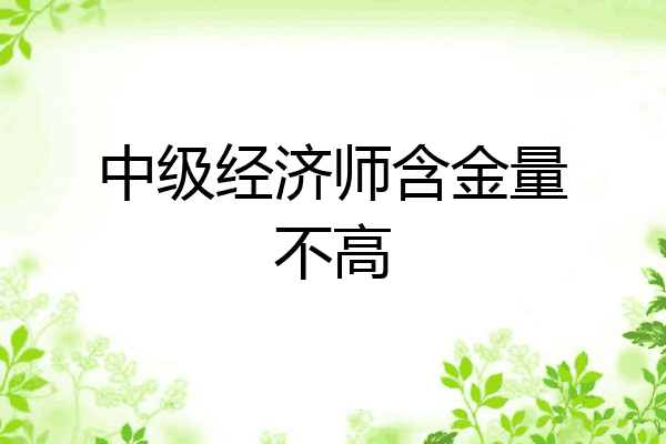 中级经济师含金量不高