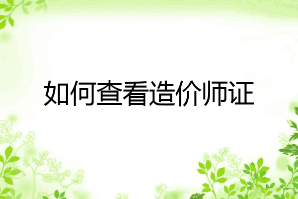 如何查看造价师证
