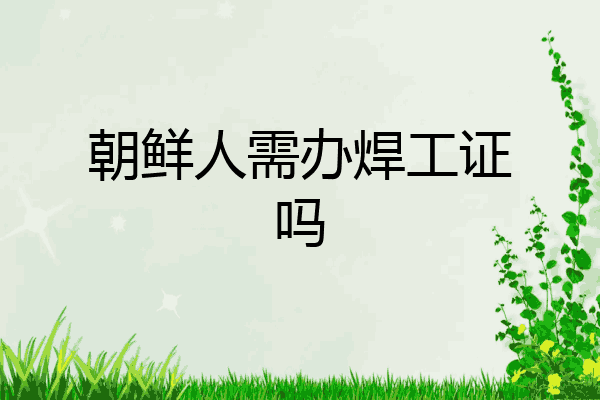 朝鲜人需办焊工证吗
