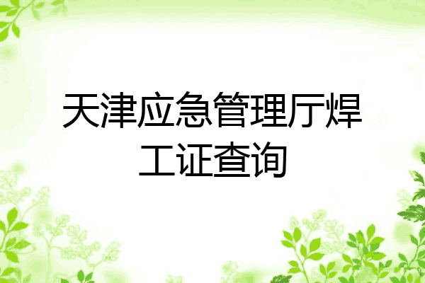 天津应急管理厅焊工证查询