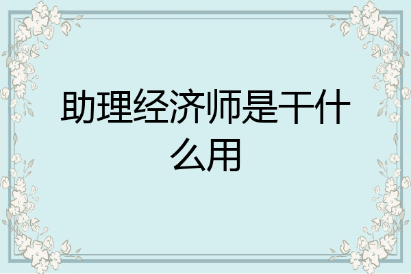 助理经济师是干什么用