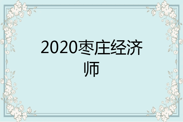 2020枣庄经济师