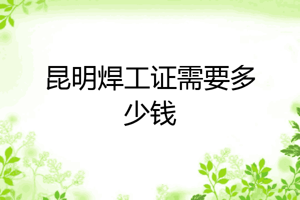 昆明焊工证需要多少钱
