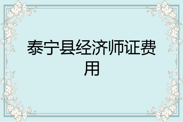 泰宁县经济师证费用