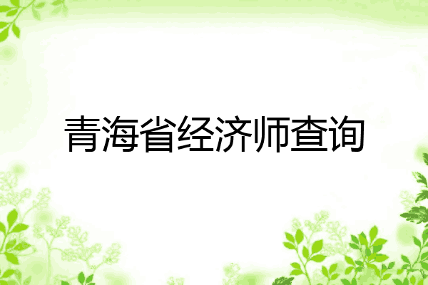 青海省经济师查询