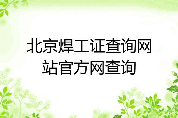 北京焊工证查询网站官方网查询