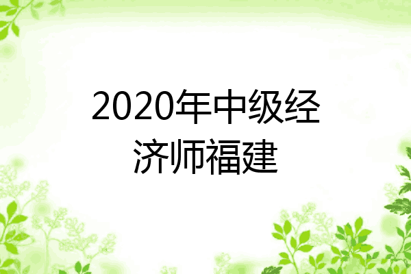 2020年中级经济师福建