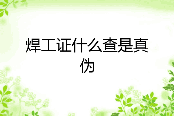 焊工证什么查是真伪
