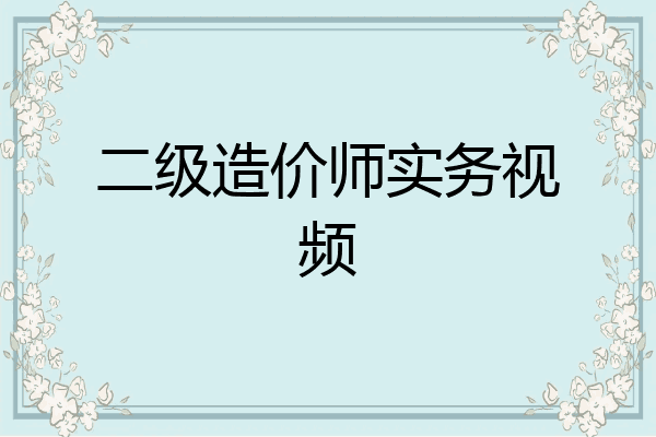二级造价师实务视频