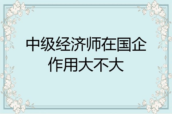 中级经济师在国企作用大不大