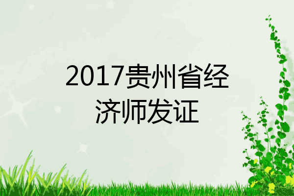 2017贵州省经济师发证