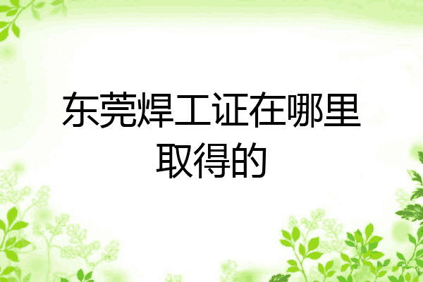 东莞焊工证在哪里取得的