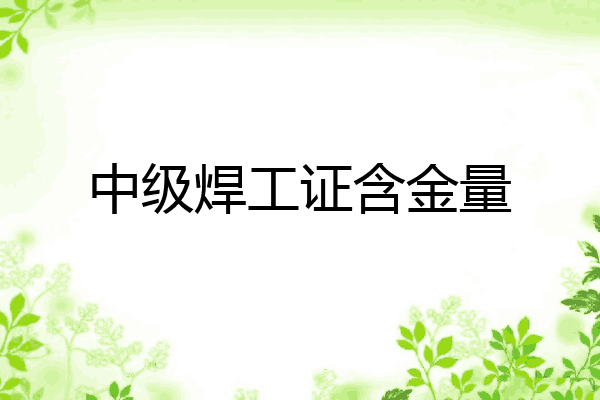 中级焊工证含金量