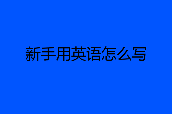 新手用英语怎么写