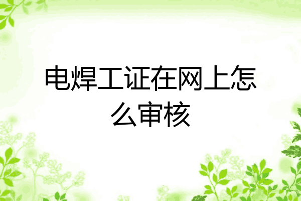 电焊工证在网上怎么审核