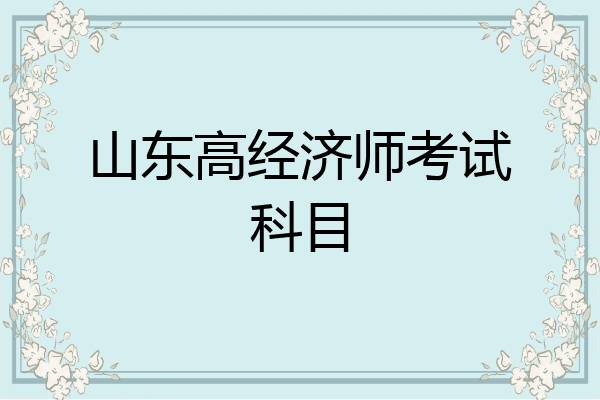 山东高经济师考试科目