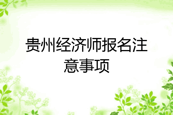 贵州经济师报名注意事项