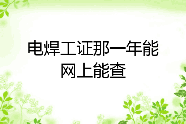 电焊工证那一年能网上能查