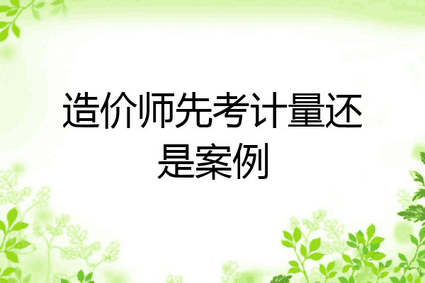 造价师先考计量还是案例