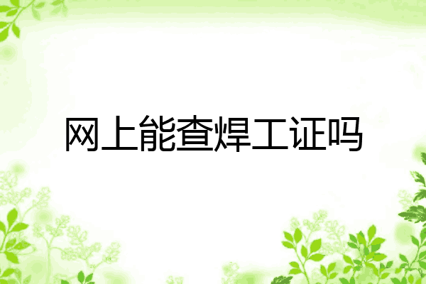 网上能查焊工证吗