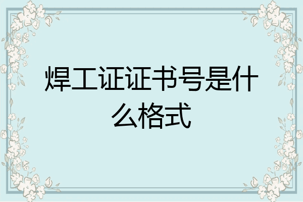 焊工证证书号是什么格式