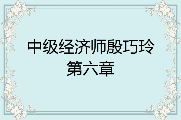 中级经济师殷巧玲第六章
