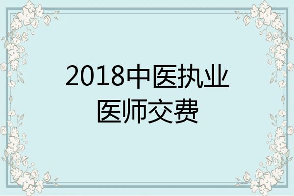 2018中医执业医师交费