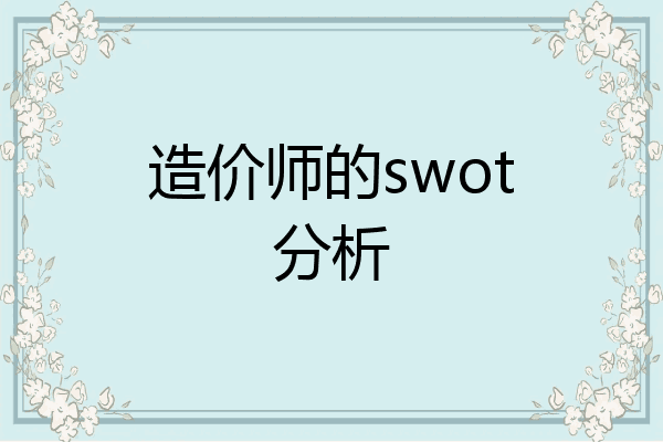 造价师的swot分析