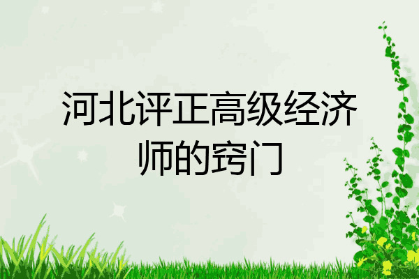 河北评正高级经济师的窍门