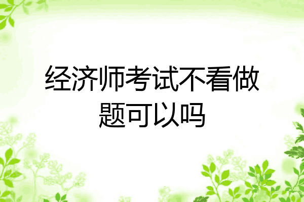 经济师考试不看做题可以吗