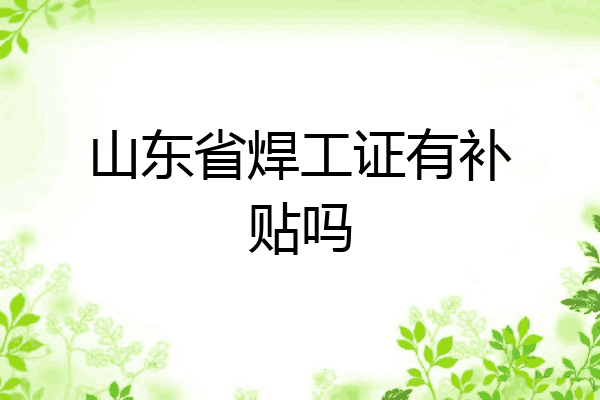山东省焊工证有补贴吗