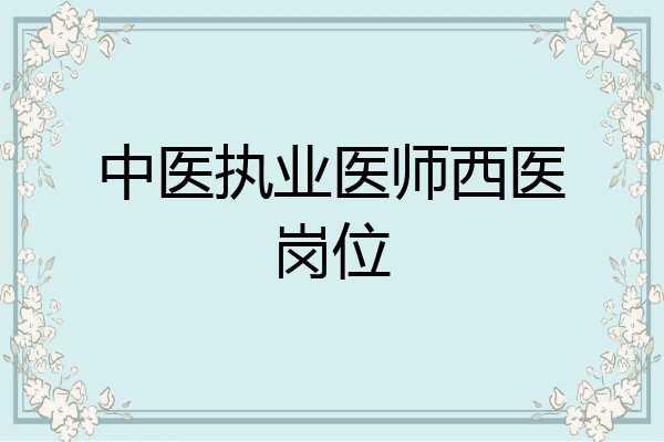 中医执业医师西医岗位