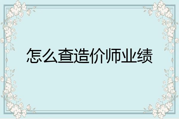 怎么查造价师业绩