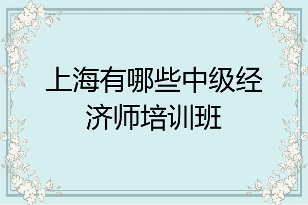 上海有哪些中级经济师培训班