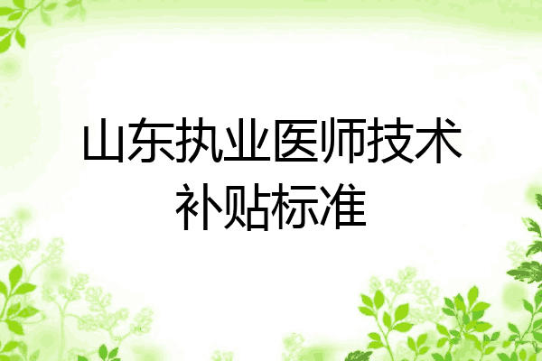 山东执业医师技术补贴标准