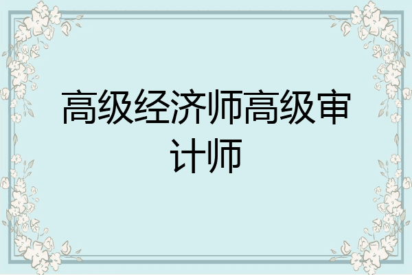高级经济师高级审计师