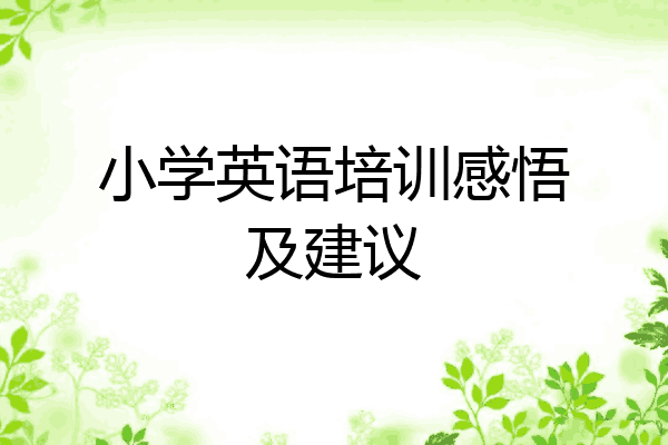 小学英语培训感悟及建议