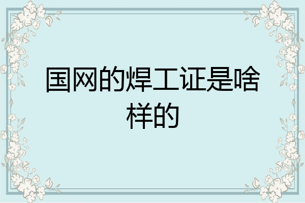 国网的焊工证是啥样的