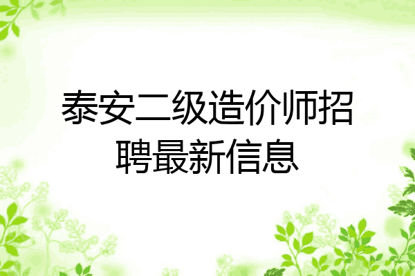 泰安二级造价师招聘最新信息