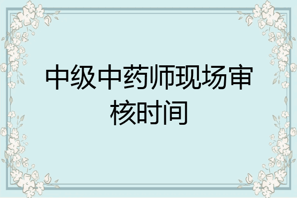 中级中药师现场审核时间
