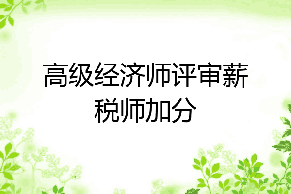 高级经济师评审薪税师加分