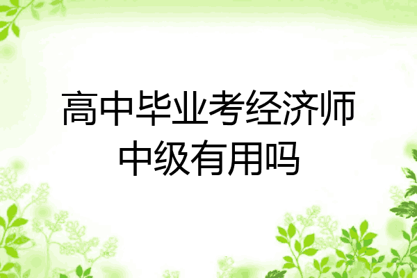 高中毕业考经济师中级有用吗