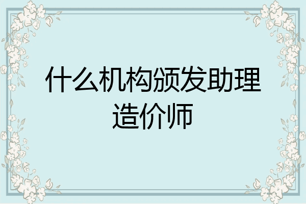 什么机构颁发助理造价师