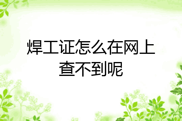 焊工证怎么在网上查不到呢