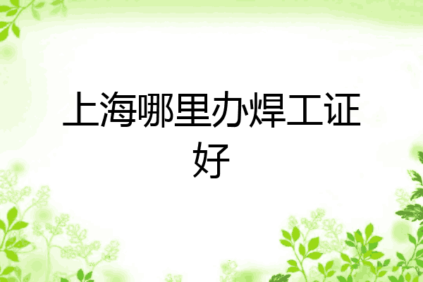 上海哪里办焊工证好