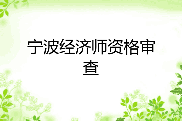 宁波经济师资格审查