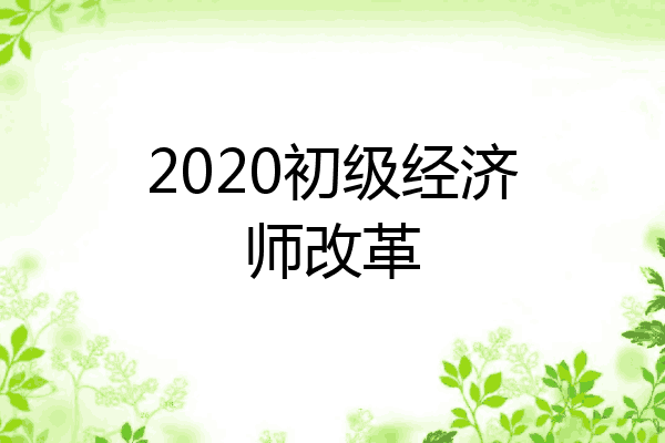 2020初级经济师改革